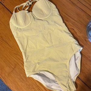 J. Crew size 4 puckered gingham yellow one piece